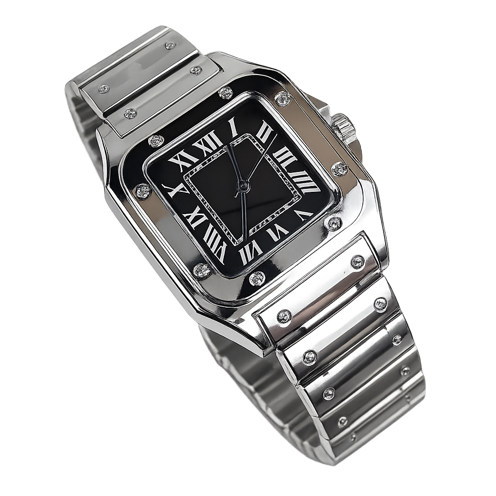 Timeless Silver Luxe Octane Watch Black Face – Casual Collection